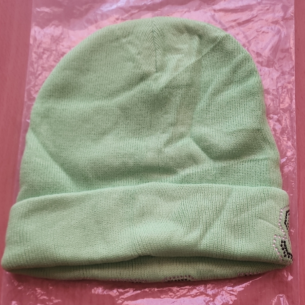 Green Rhinestone Beanie Hat - Picture 4 of 4